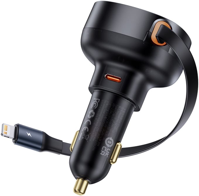 Baseus - Enjoyment - Pro USB-C - (vrouwelijk) / Lightning - (mannelijk) - 60W - autolader - zwart