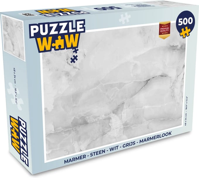 Puzzel Marmer - Steen - Wit - Grijs - Marmerlook - Legpuzzel - Puzzel 500 stukjes