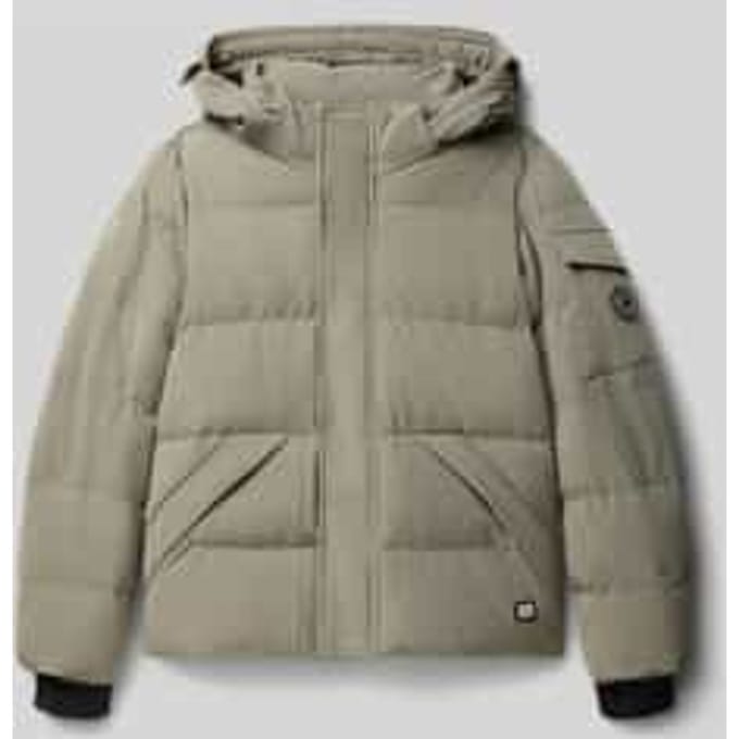 Regular fit gewatteerd jack met logo-applicatie, model 'Camden'