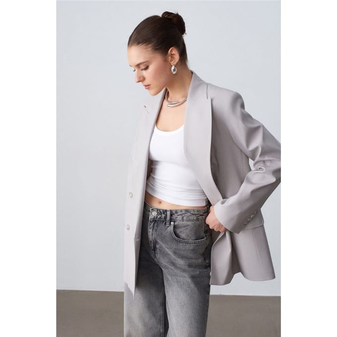 Lange Crepe Blazer Jas