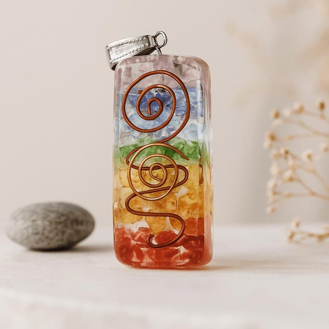 Orgonite Power Hanger Voor Ketting - Regenboog Koper - 5x2x1cm