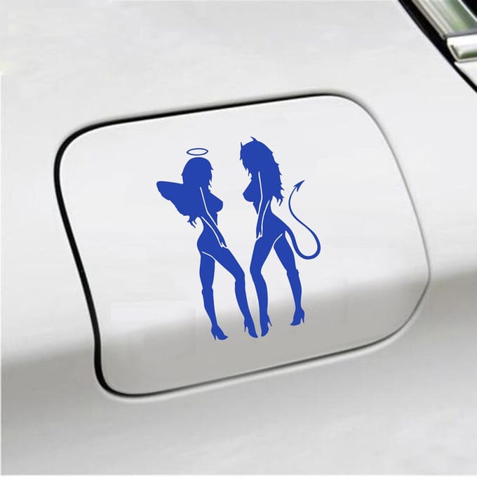 Bumpersticker - Engeltjes - 14 X 10 - Blauw