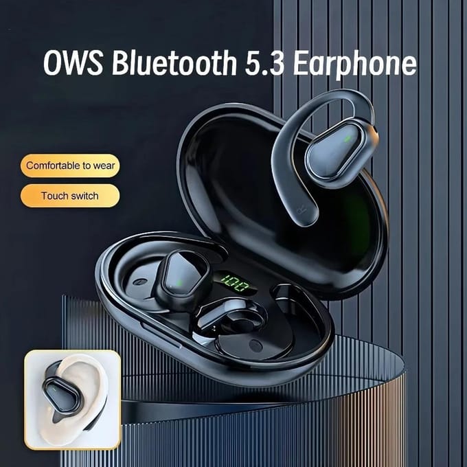 Bluetooth 5.3 Koptelefoon Oorhaak Oortelefoons Draadloze Oortelefoons HiFi Stereo Waterdichte Headsets Ruisonderdrukkende Oordopjes black