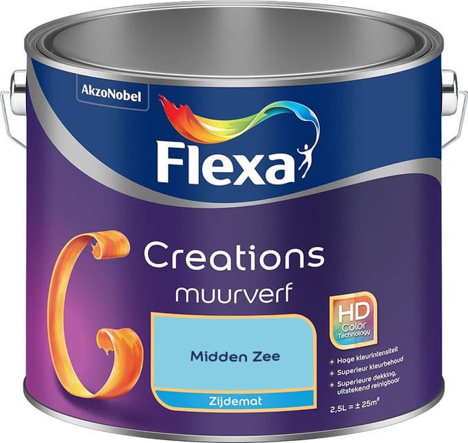 Flexa - Creations Muurverf Zijdemat - Midden Zee - Mengverf - 2,5 L