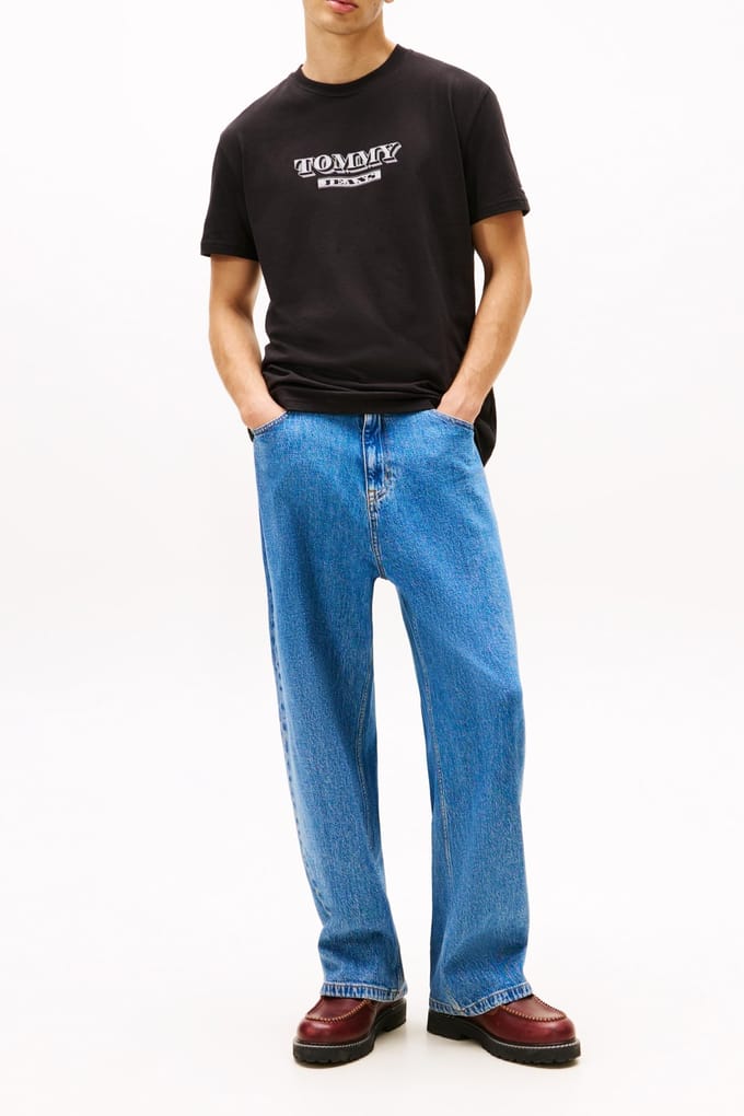 Tommy Hilfiger Regular Bills Font T-shirt Black Größe: M | Basic T-Shirts Outlet | Herren | Schwarz