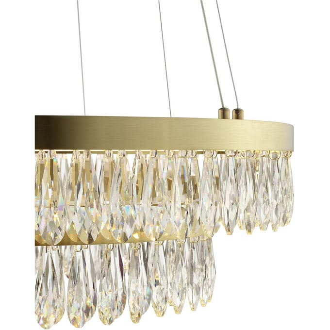 Brilliant LED hanglamp Celestia, Ø 60 cm, messingkleurig, kristal