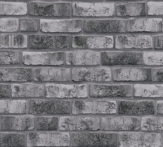 BAKSTENEN BEHANG | industrieel - Grijs Antraciet - A.S. Création Elements 2