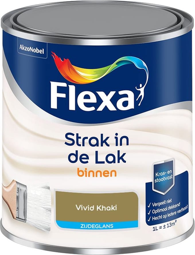 Flexa - Strak In De Lak Binnenlak Zijdeglans - Vivid Khaki - Mengverf - 1 L