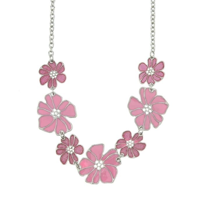 Behave - Ketting met bloemen - Roze - 43 cm
