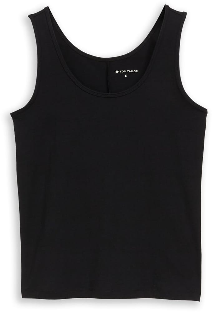 Tom Tailor - Slim fit top met ronde hals - Maat M - deep black