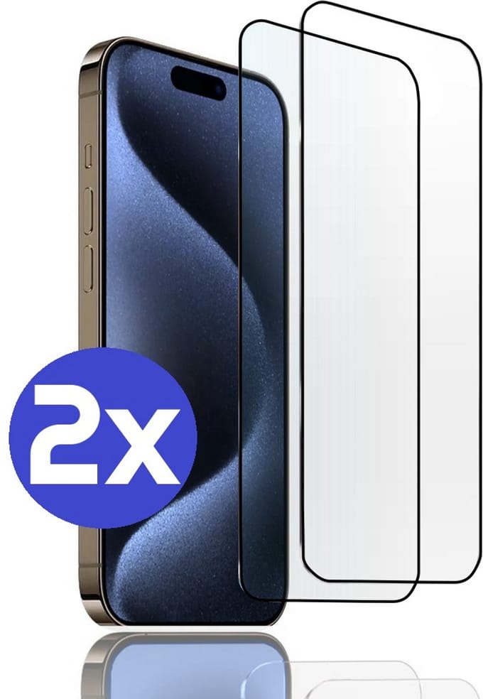 ArmorDrop Full Guard Screenprotector Geschikt Voor iPhone 15 Pro Max - Gehard Glas - 2 Stuks