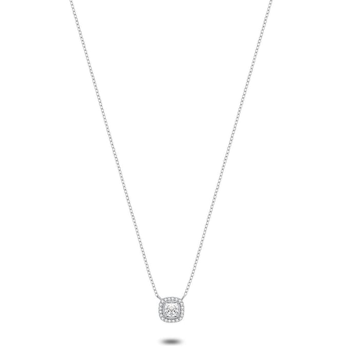Twice As Nice Halsketting in zilver, vierkant zirkonia 40cm+5cm