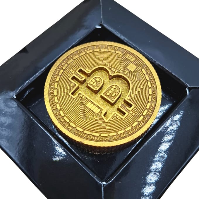 Bitcoin Chocolade Munt Goud | Melkchocolade Cadeau | Grappig Cadeau Verjaardag