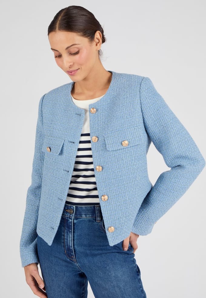 Damart - Tweed jasje - Dames - Blauw - 52