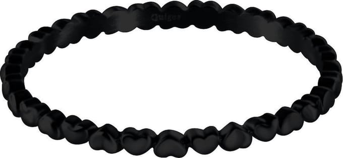 Quiges Stapelring Dames - Vulring Harten - RVS Zwart - Maat 20 - Hoogte 2mm