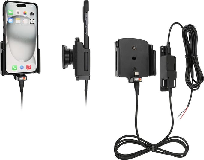 Brodit houder geschikt voor Apple iPhone 15/16/17 (Pro) Actieve verstelbare houder met vaste voeding