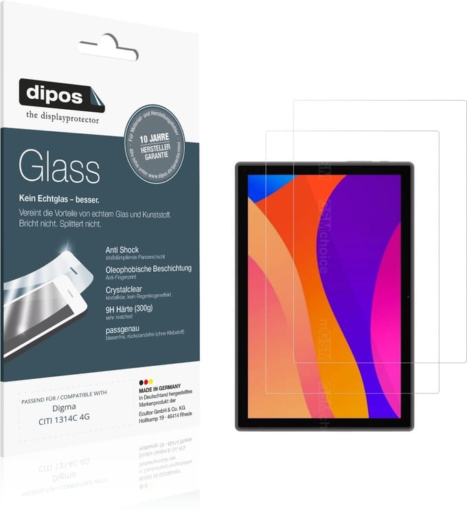 dipos – 2x Pantserfolie geschikt voor Digma CITI 1314C 4G | 9H Screenprotector