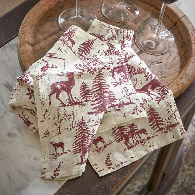 LOBERON Servet set van 4 Sundraen rood/wit