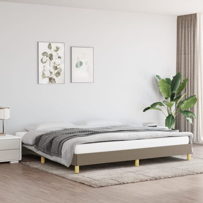 vidaXL - Bedframe - zonder - matras - stof - taupe - 200x200 - cm
