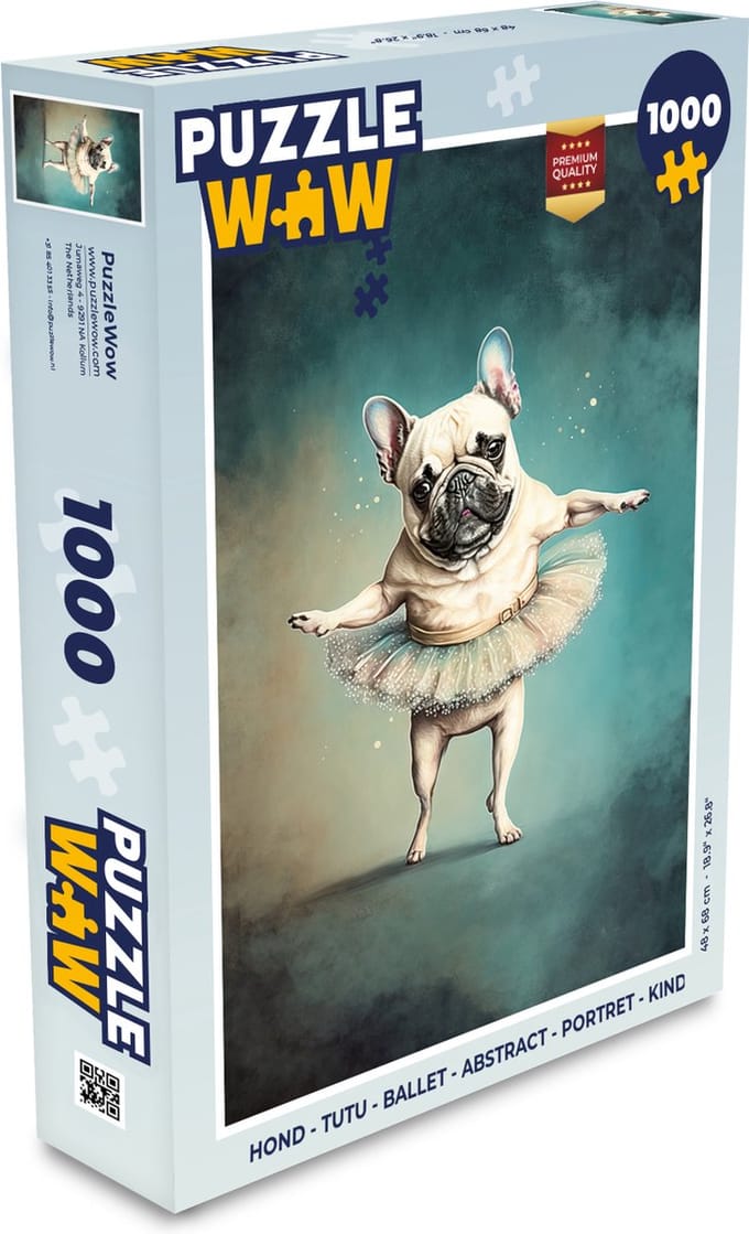 Puzzel Hond - Tutu - Ballet - Abstract - Portret - Kind - Legpuzzel - Puzzel 1000 stukjes volwassenen
