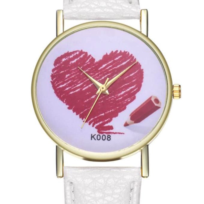 Hidzo Horloge Hart Ø 39 - Wit - In Horlogedoosje