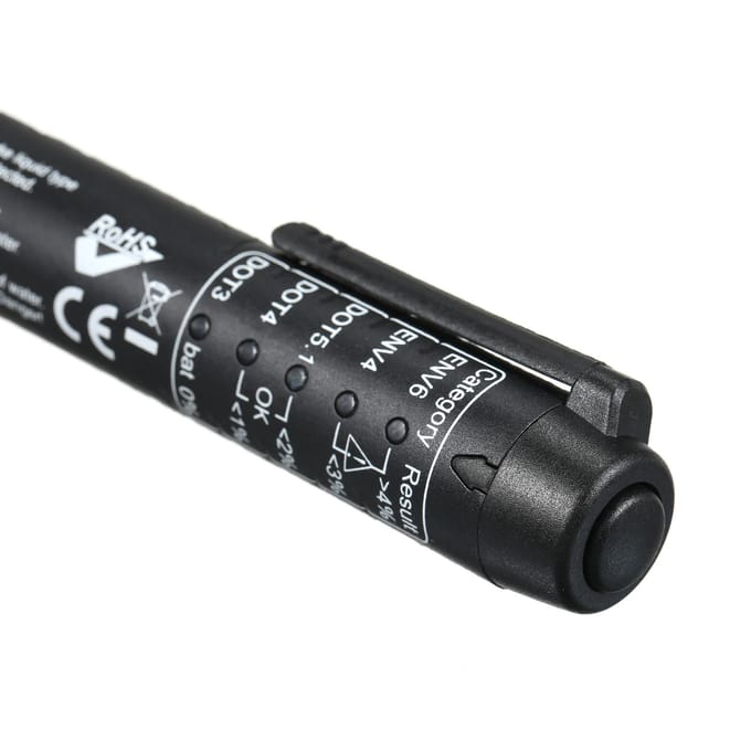 Remvloeistoftester Pentest DOT3 DOT4 DOT5.1 ENV6 ENV4 remvloeistoffen met 5 LED-indicatoren zwart