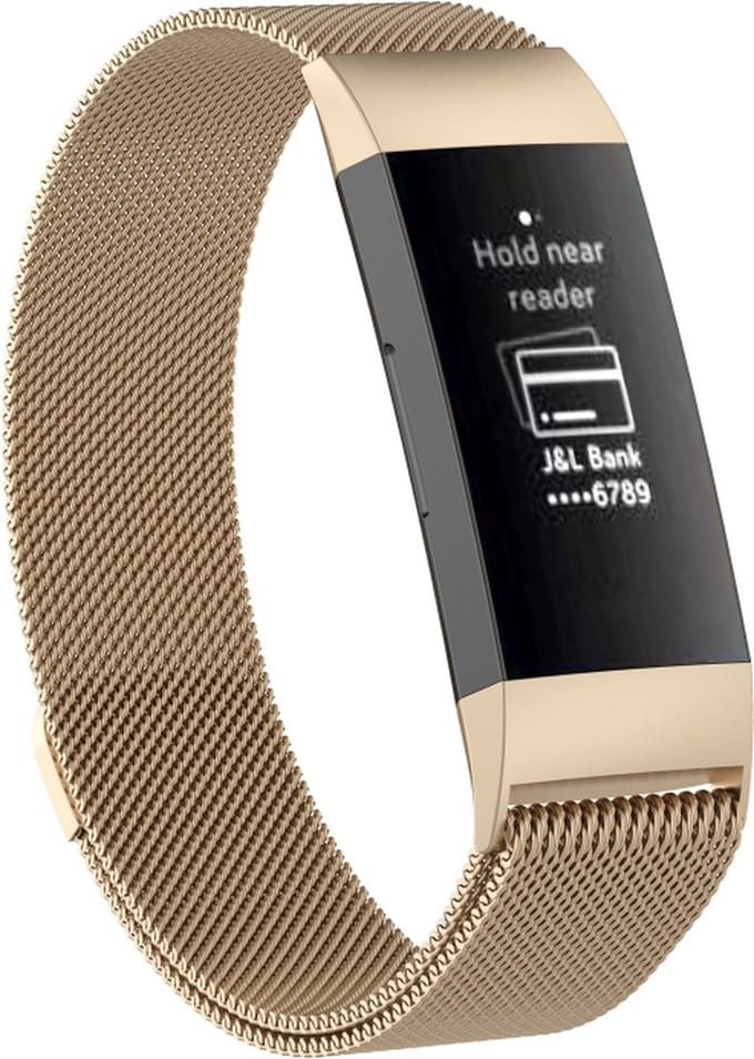 Milanees bandje - geschikt voor Fitbit Charge 3 / Charge 4 - maat M/L - champagne