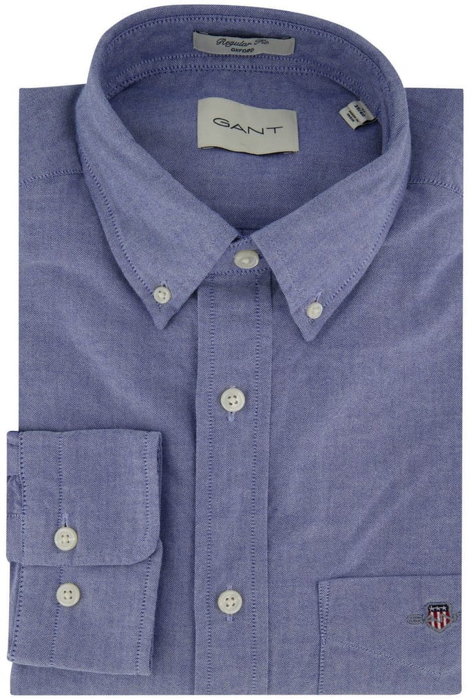 overhemd blauw Gant regular fit borstzak button down boord