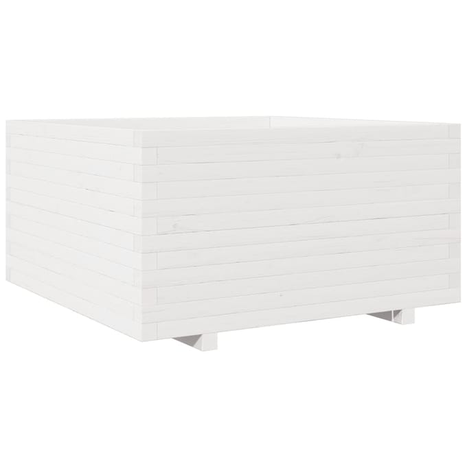 vidaXL - Plantenbak - 90x90x49,5 - cm - massief - grenenhout - wit