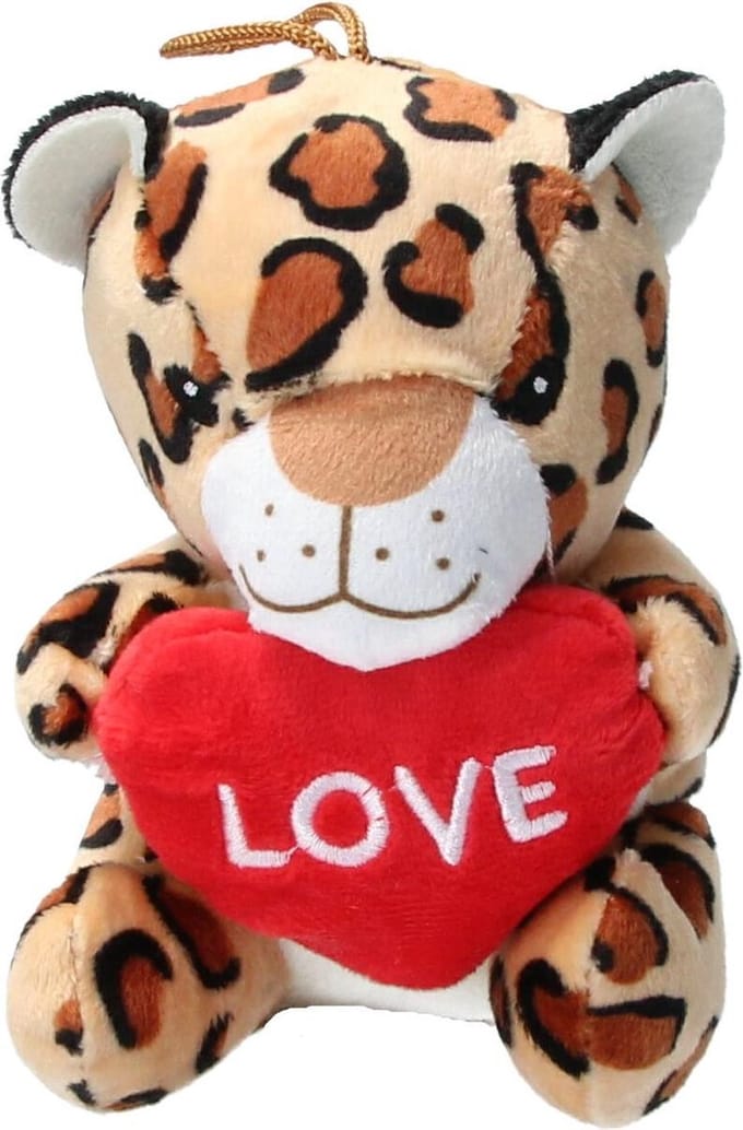 Pluche Knuffel beertje - Panter met Hart Love - Valentijnsdag Moederdag - 15cm