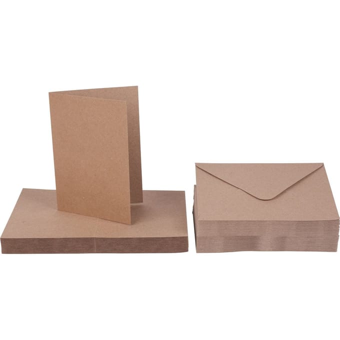 Dubbele kaarten met enveloppen "Kraftpapier", DIN A6, 50 stuks