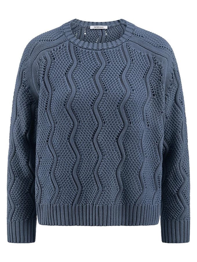 Trui ronde hals 100% SUPIMA-katoen Van Peter Hahn blauw