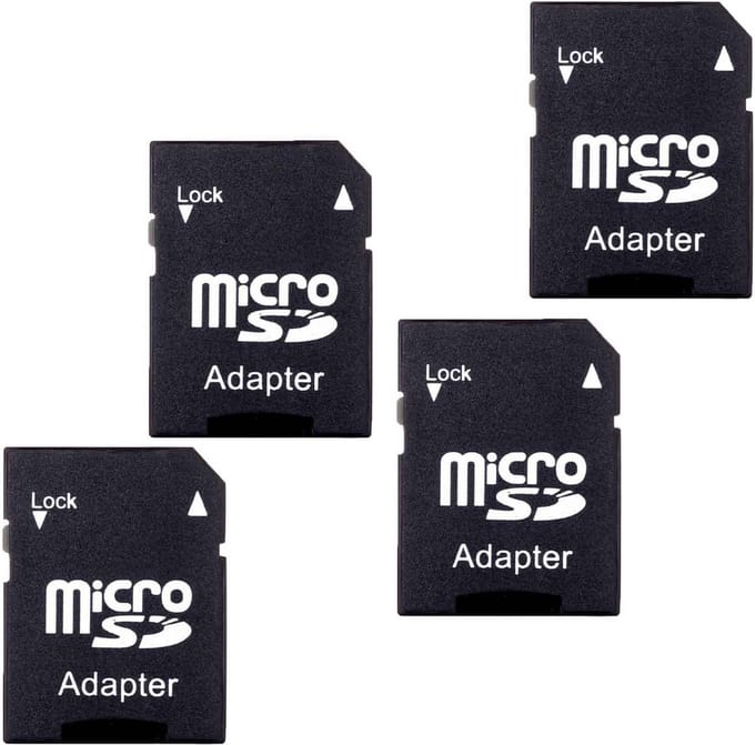 4 Stuks Micro SD-kaartadapters voor Tablet en Mobiele Apparaten - Zwart