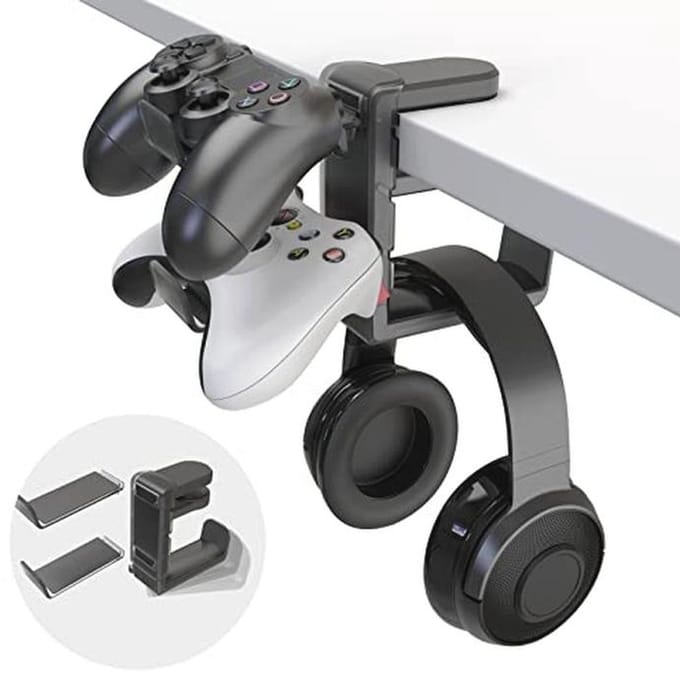 3-in-1 Gaming Hoofdtelefoon en Controller Houder met Verstelbare Arm - Onder Bureau Standaard