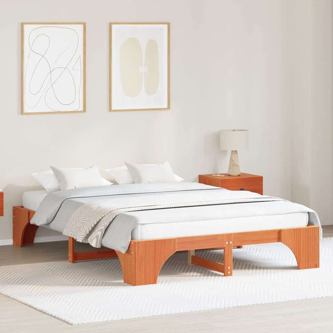 vidaXL - Bedframe - Wasbruin - 160 - x - 200 - cm - Massief - grenenhout