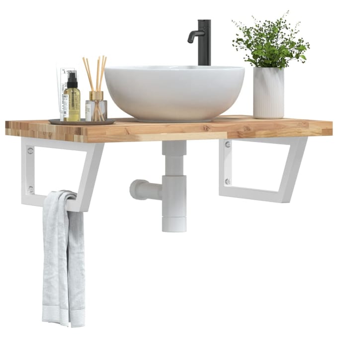 vidaXL - Badkamer - wandschap - staal - en - massief - acaciahout
