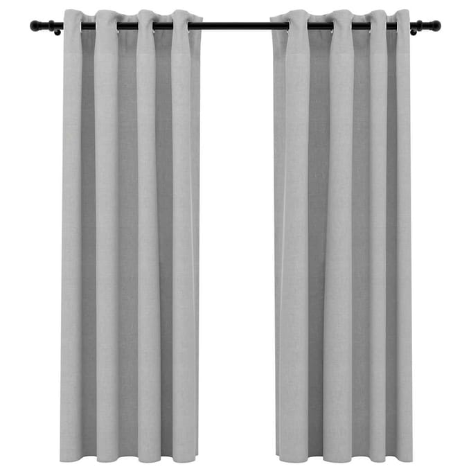 vidaXL - Gordijnen - linnen-look - verduisterend - ogen - 2 - st - 140x175 - cm - grijs