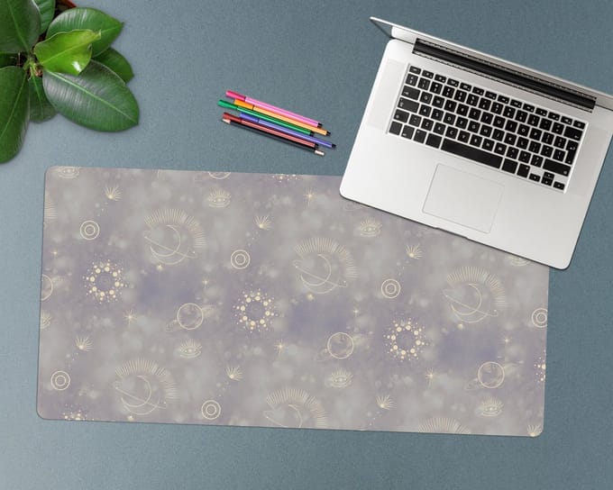 Coloray Bureau Onderlegger - Samenstelling van de planeten Computer Mat - 90 cm x 45 cm - Grijs Bureau Onderlegger - Bureau Pad - Bureau Mat - Bureaumat - Onderlegger Bureau