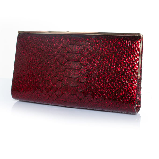 Jimmy Choo python leren clutch in metallic rood