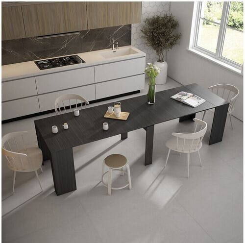 Skraut Home Uitschuifbare Consoletafel, 302x90x77cm, Voor 14 personen, Tafel, Zwart