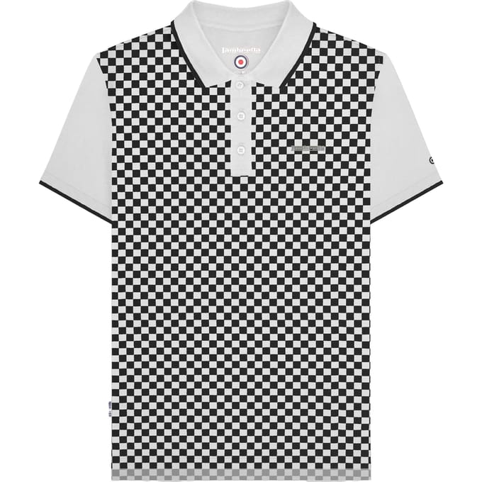Lambretta Herenpoloshirt met tweekleurige all-over print (Wit)