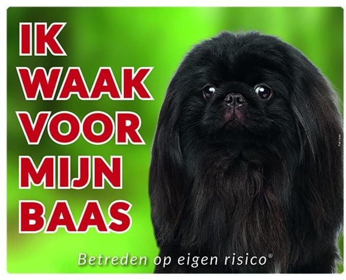 Pekingees Waakbord - Ik waak voor mijn baas Zwart