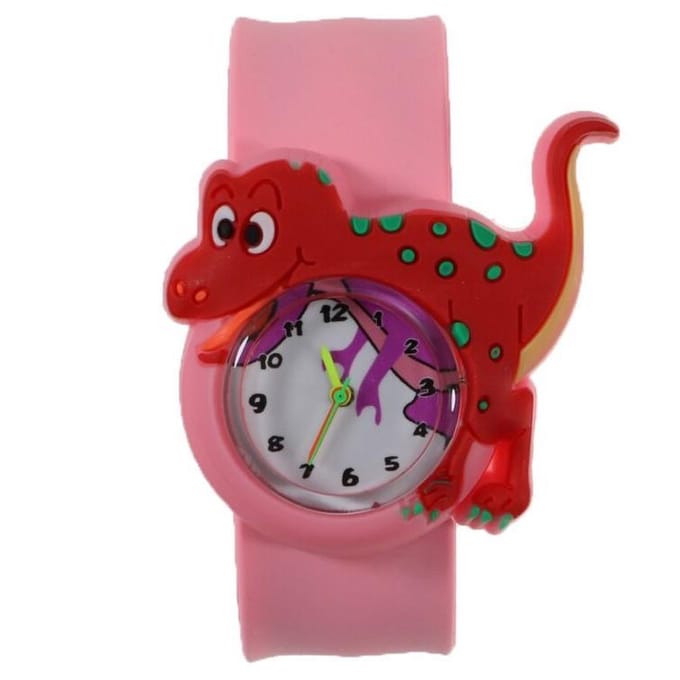 Fako® - Kinderhorloge - Slap On Mini - Dinosaurus - Roze/Rood
