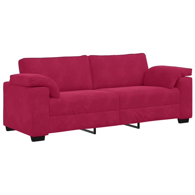 vidaXL - 3-zitsbank - wijnrood - 220x77x82 - cm - fluweel