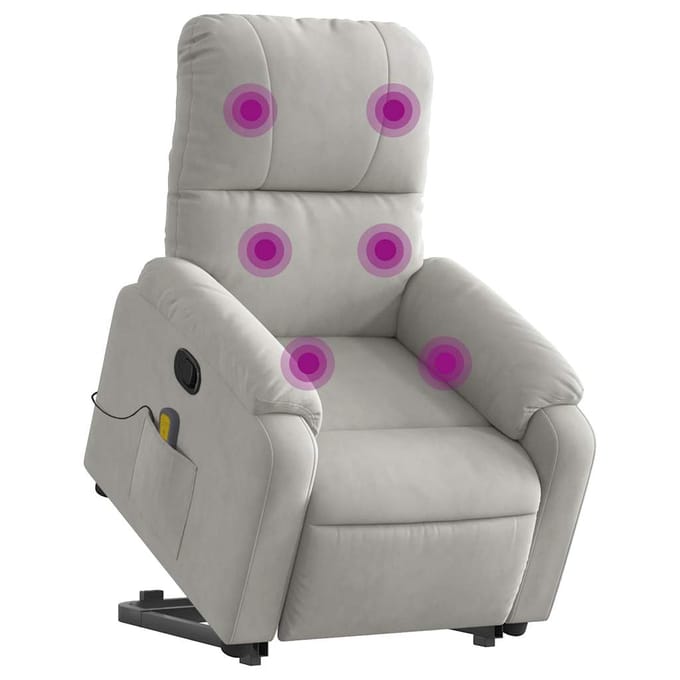 vidaXL - Sta-op-massagestoel - verstelbaar - microvezelstof - lichtgrijs