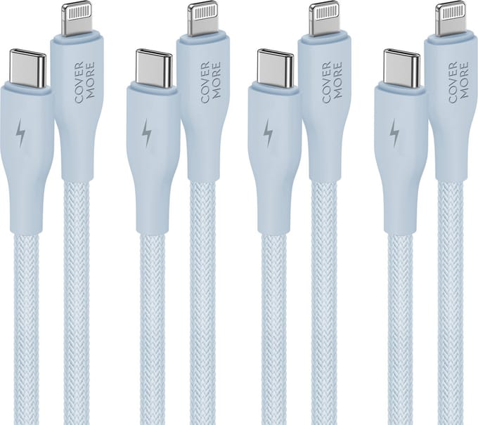 Usb C naar Lightning kabel - 1m - 4 stuks - Blauw - Gevlochten - Sterk