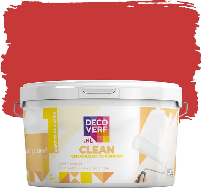Decoverf clean muurverf vurigrood, 2.5L
