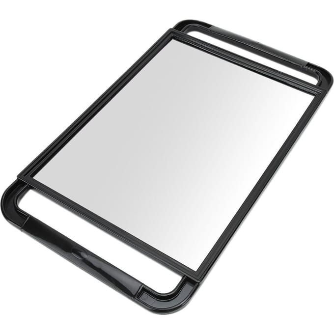 Miroir à Double Poignée Grand Rectangle Maquillage Barbier Cheveux Portatif Miroir de Dos Salon Coiffure white