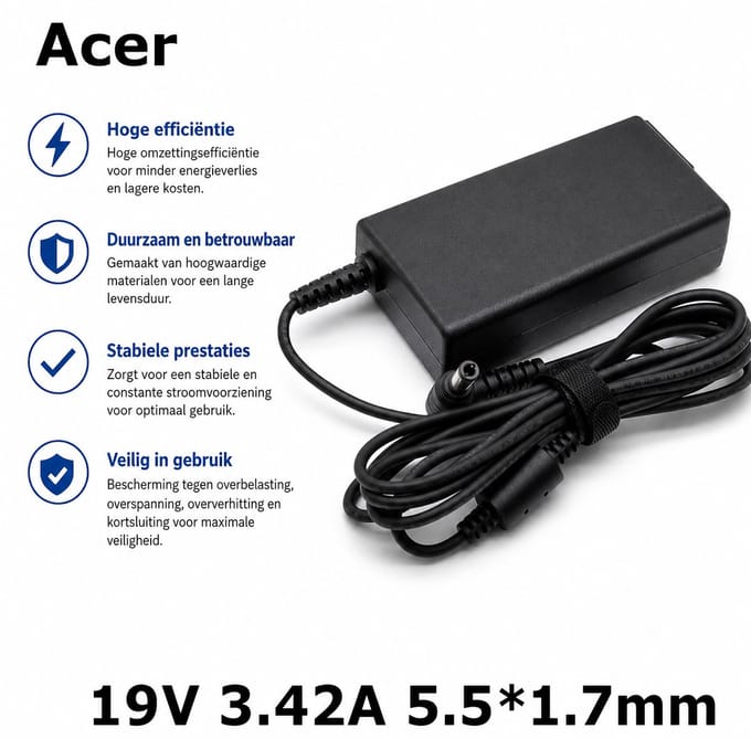 EISENZ Acer Laptop Adapter 19V 3.42A – 5.5x1.7mm – EZ1130