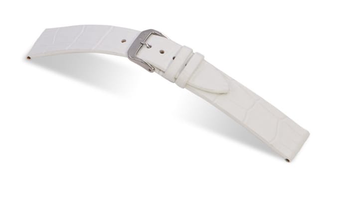 Lederband Charleston 20mm wit met Alligatorprint